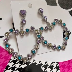 NWOT Jeweled Open Heart Earrings